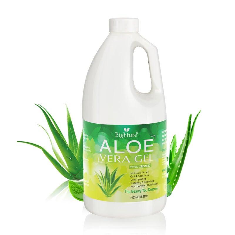BIGHTURE Aloe Vera Gel 100 Aloe Vera Extracted from Freshly Cut Pure Aloe Leaves Pure Aloe Vera Gel for Skin Care like Deeply Soothing Firming After Shave Sunburn RelieveFamily Pack